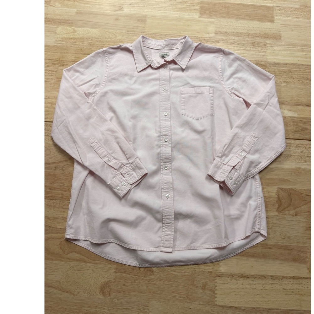 LL Bean Mens Pink Organic Cotton Long Sleeve Button Down Shirt M 509363